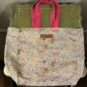 Laura Ashley vintage blue girly floral cotton canvas tote